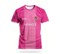 Maillot de soccer spécial Maroc pour hommes et t-shirt de sport à col rond confortable pour adolescents, avec imprimé graphique au style de la ville du Maroc. Convient pour les matchs de soccer, l'ent