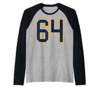 Maillot de Sport numéro 64 Bleu doré #64 Manche Raglan