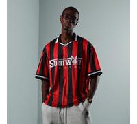 Maillot de supporter de football rétro rayé d'équipe, t-shirt à manches courtes pour stade, ligue sportive, streetwear urbain, réplique de match à domicile L,M,S,XL,XSLettres,RayéPolyester