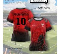 Maillot d'entraînement de football à manches courtes Liverpool 2526 édition spéciale rouge - Personnalisé avec nom et numéro (devant/dos) - Noir et bordeaux avec des accents dorés - Col rond - Tissu r