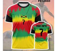 Maillot d'entraînement de football version Jamaïque, impression dégradée rouge vert jaune avec nom et numéro personnalisés. Vêtement de sport personnalisé pour hommes, doux et confortable, pour le mat