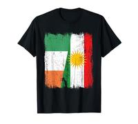 Maillot du Kurdistan d'Irlande avec Demi-Drapeau du Patrimoine kurde Irlandais T-Shirt
