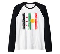 Maillot du Patrimoine kurde syrien avec Demi-Drapeau du Kurdistan syrien Manche Raglan