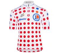 Santini Tour De France Overall Leader Short Sleeve Jersey Blanc 9 Years Enfants White / Red Dots