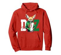 Maillot Fennec Drapeau Algérie Cadeau Foot Algérienne Dz Sweat à Capuche, Unisexe pour Adultes, Rouge, L