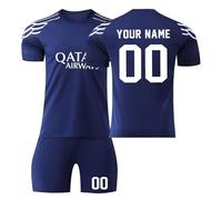 Maillot Foot Personnalisé Enfant et Adultes, Ensemble Foot Enfant Nouveaux Paris Home/Away Soccer Jersey, Garçon Vêtement Sport Football Jersey Set Survetement T-Shirt Short