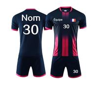 Maillot Football Personnalisé avec Chaussettes et Genouillères Chemise de Football pour Hommes Enfants (Manches Courte Saphir)