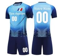 Maillot Football Personnalisé Enfant Homme Ensemble avec Le Numéro du Nom T-Shirts Shorts Ensemble 2 Pièces Maillot de Foot