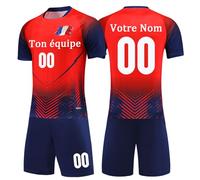 Maillot Football Personnalisé Enfant Homme Ensemble avec Le Numéro du Nom T-Shirts Shorts Ensemble 2 Pièces Maillot de Foot