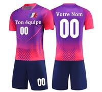 Maillot Football Personnalisé Enfant Homme Ensemble avec Le Numéro du Nom T-Shirts Shorts Ensemble 2 Pièces Maillot de Foot
