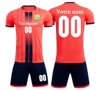 Maillot Football Personnalisé Fille Garçon Maillot Foot Personnalisable Adultes Hommes Femmes Ensemble Foot (Orange)