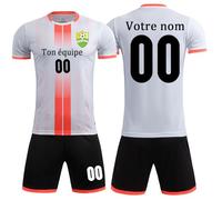 Maillot Football Personnalisé Fille Garçon Maillot Foot Personnalisable Adultes Hommes Femmes Ensemble Foot (Blanc)