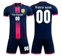 Maillot Football Personnalisé Fille Garçon Maillot Foot Personnalisable Adultes Hommes Femmes Ensemble Foot (Saphir)