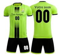 Maillot Football Personnalisé Fille Garçon Maillot Foot Personnalisable Adultes Hommes Femmes Ensemble Foot (Vert)
