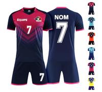 Maillot Football Personnalisé，Maillot de Foot Enfant Homme FemmePersonnalisé, Personnalisé Nom, Numéro, Logo de l'équipe (Bleu Saphir)