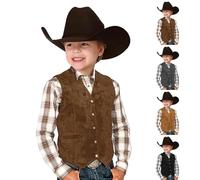 Maillot garçon Western Cowboy Gilet pour garçon Costume Jeu à franges Jeu de rôle Tenue Halloween Fête de la bière Robe Up Veste de survêtement garçon