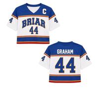 Maillot Grahams 44 Imprimé Col V Crop Tops Uniforme de Hockey sur Glace Casual Manches Courtes Sport Maillot de Hockey Training Clothing