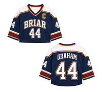 Maillot Grahams 44 Imprimé Col V Crop Tops Uniforme de Hockey sur Glace Casual Manches Courtes Sport Maillot de Hockey Training Clothing