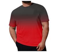 Maillot Grande Taille Homme Mélange de Coton Dégradé Olive vers Noir Effet Ombré Manches Courtes Col Rond Forme Loose Été et Loisirs 2026 Ombré Loisirs Été Maison Red XXXXXXL