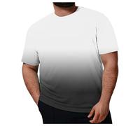 Maillot Grande Taille Homme Mélange de Coton Dégradé Olive vers Noir Effet Ombré Manches Courtes Col Rond Forme Loose Été et Loisirs 2026 Ombré Loisirs Été Maison White XXXXXXL
