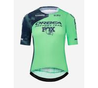 Maillot Hiru Orbea Factory Team 2025 sans fermeture éclair manches courtes vert bleu femme - S
