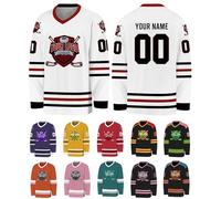 Maillot Hockey Personnalisé Chemise Hockey Glace Shirt avec Logo Prénom Numéro Sport Chemise À Manches Longues Cadeau Personnalisable pour Homme Femme, S-3XL, S7
