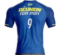 Maillot Ile de la Reunion 974 Football avec Drapeau (FR/ES, Alpha/Lettres, M, Taille Normale, Taille Normale, + Personnalisation)