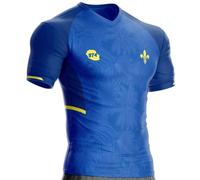 Maillot Ile de la Reunion 974 Football avec Drapeau (FR/ES, Alpha/Lettres, TG, Taille Normale, Taille Normale, Bleu)