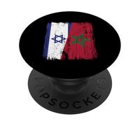 Maillot Israël Maroc Demi Drapeau Israélien Patrimoine Marocain PopSockets PopGrip Adhésif