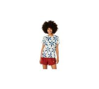Maillot manches courtes asics metarun shibori beige bleu femme