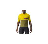 Maillot manches courtes castelli a blocco jaune khaki