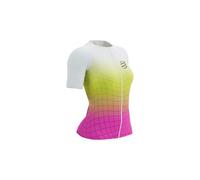 Maillot manches courtes compressport tri postural aero ss top femme blanc jaune rose