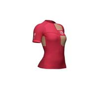 Maillot manches courtes compressport tri postural femme rose vert