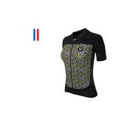 Maillot manches courtes femme lebram croix de fer noir jaune coupe ajustee