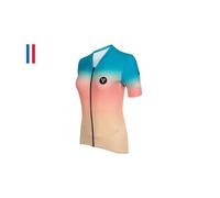 Maillot manches courtes femme lebram vence orange celeste coupe ajustee