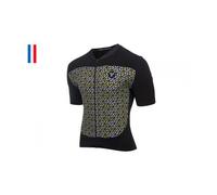Maillot manches courtes lebram croix de fer noir jaune coupe ajustee