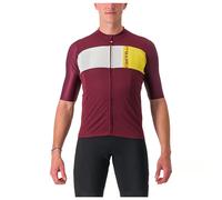 Maillot Castelli Prologo 7 manche courte bordeaux blanc jaune - S