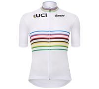 Santini Uci Official World Champion Master Short Sleeve Jersey Blanc L Femme Print