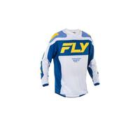 Maillot manches longues fly racing f 16 blanc bleu jaune