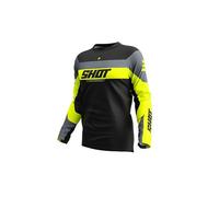Shot Devo League Maillot de motocross, noir-gris-jaune, taille S pour homme