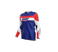 Maillot moto cross SHOT RACE GEAR Draw Kid League Blue Red 8-9 ans