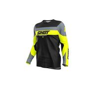 Shot Draw League Maillot de motocross enfant, noir-gris-jaune, taille 8 - 9 pour des gamins