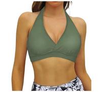 Maillot Natation Femme, Hauts De Maillot De Bain à Lacets Haut De Bikini à Armatures Couvrant Haut De Bikini Push-Up Court Haut De Maillot De Bain à Nouer dans Le Dos Chic