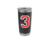 Maillot numéro 3, athlète sportif universitaire 3e place Gobelet isotherme en acier inoxydable double paroi