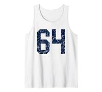 Maillot numéro 64 en Jersey Bleu Marine #64 Grunge Débardeur