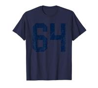 Maillot numéro 64 en Jersey Bleu Marine #64 Grunge T-Shirt