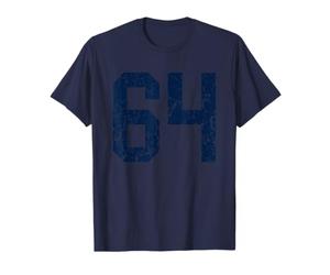 Maillot numéro 64 en Jersey Bleu Marine #64 Grunge T-Shirt