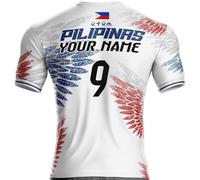 Maillot Philippines Football FI-74 Drapeau philippin (FR/ES, Alpha/Lettres, L, Taille Normale, Taille Normale, + Personnalisation)