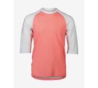 Maillot POC Essential Enduro manche 3/4 rouge corail clair blanc - S