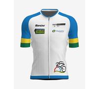 Maillot Santini 2025 Championnats du Monde Route UCI - Visitez le Rwanda manches courtes blanc bleu - L